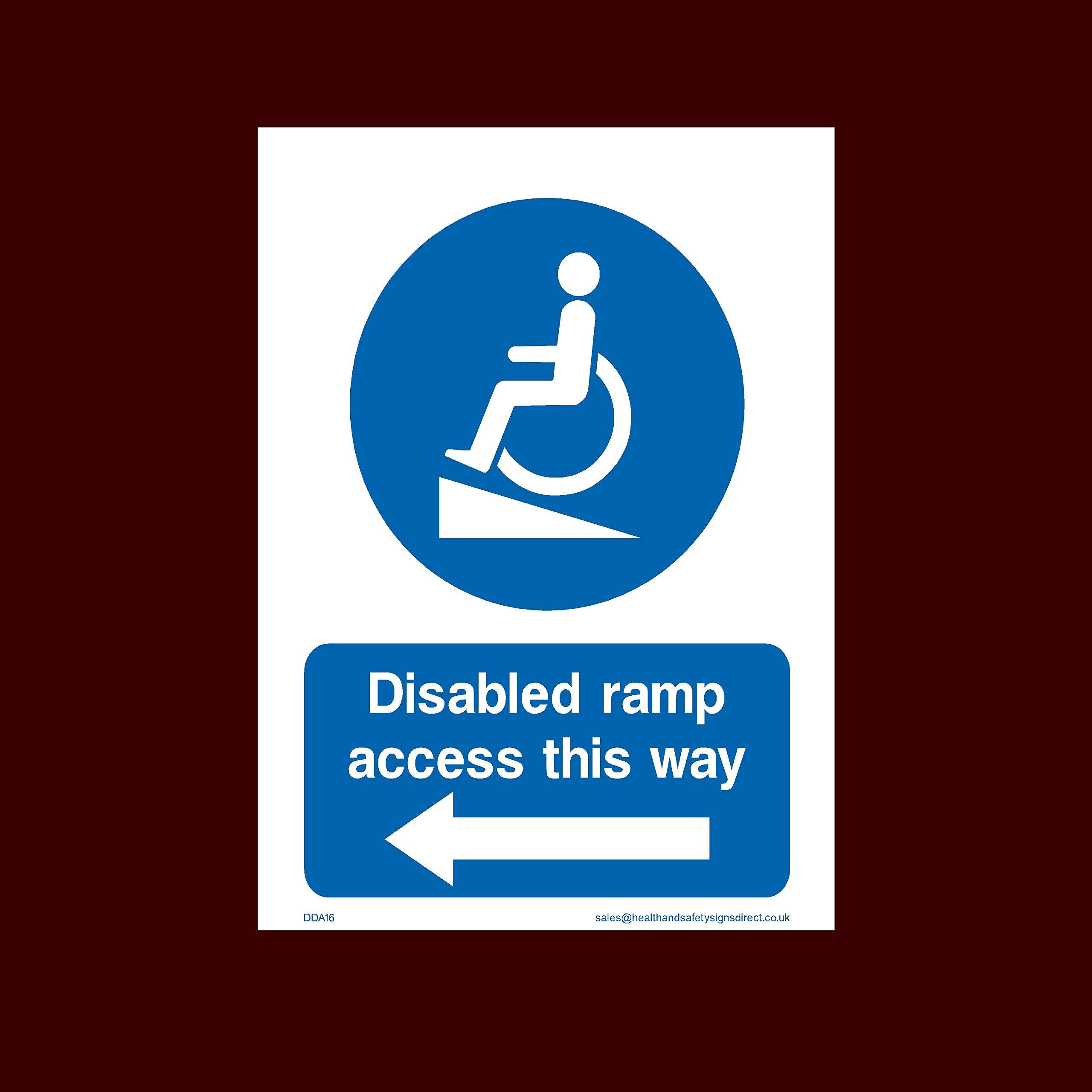 USSP&S Disabled ramp access this way (LEFT) Plastic Sign - Fire, Disabled, Wheelchair, Ramp, Parking, Emergency - (DDA16)