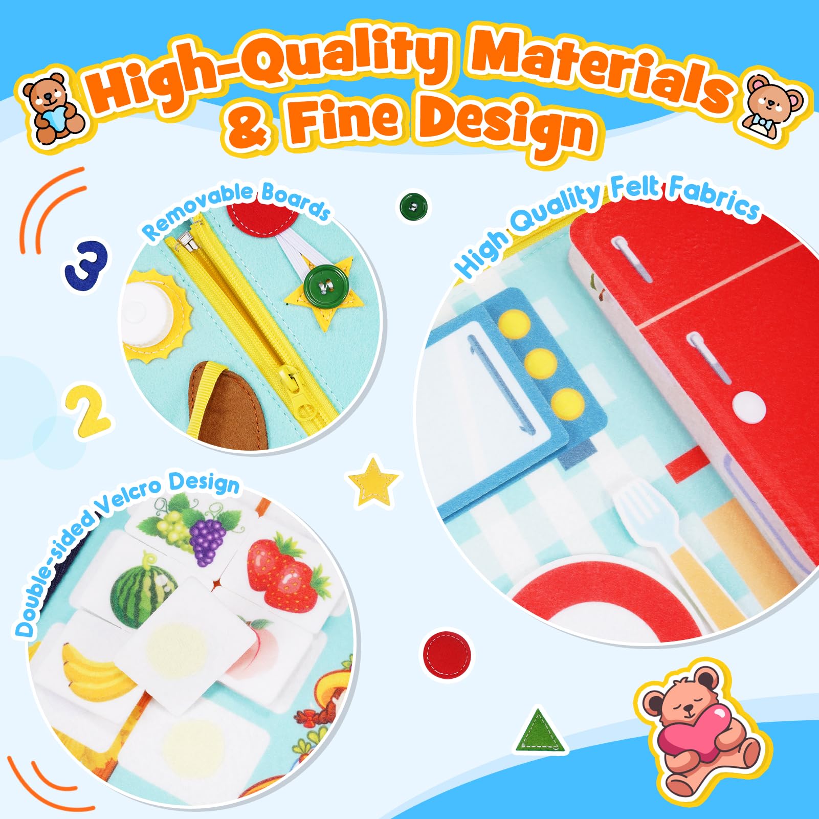 HappyKidsClub Busy Board, Giochi Montessori 1 2 3 4 Anni Regalo Bambino 1-4 Anni Giochi Bambini 1 2 3 4 Anni Pannello Sensoriale Bambini Montessori 1 2 3 Anni Busy Book