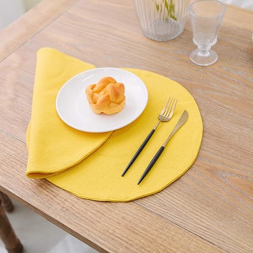 Miniatura 49 de Juego de 4 manteles individuales de lino suave hechos a mano resistentes al calor, manteles individuales para mesa de comedor, manteles individuales