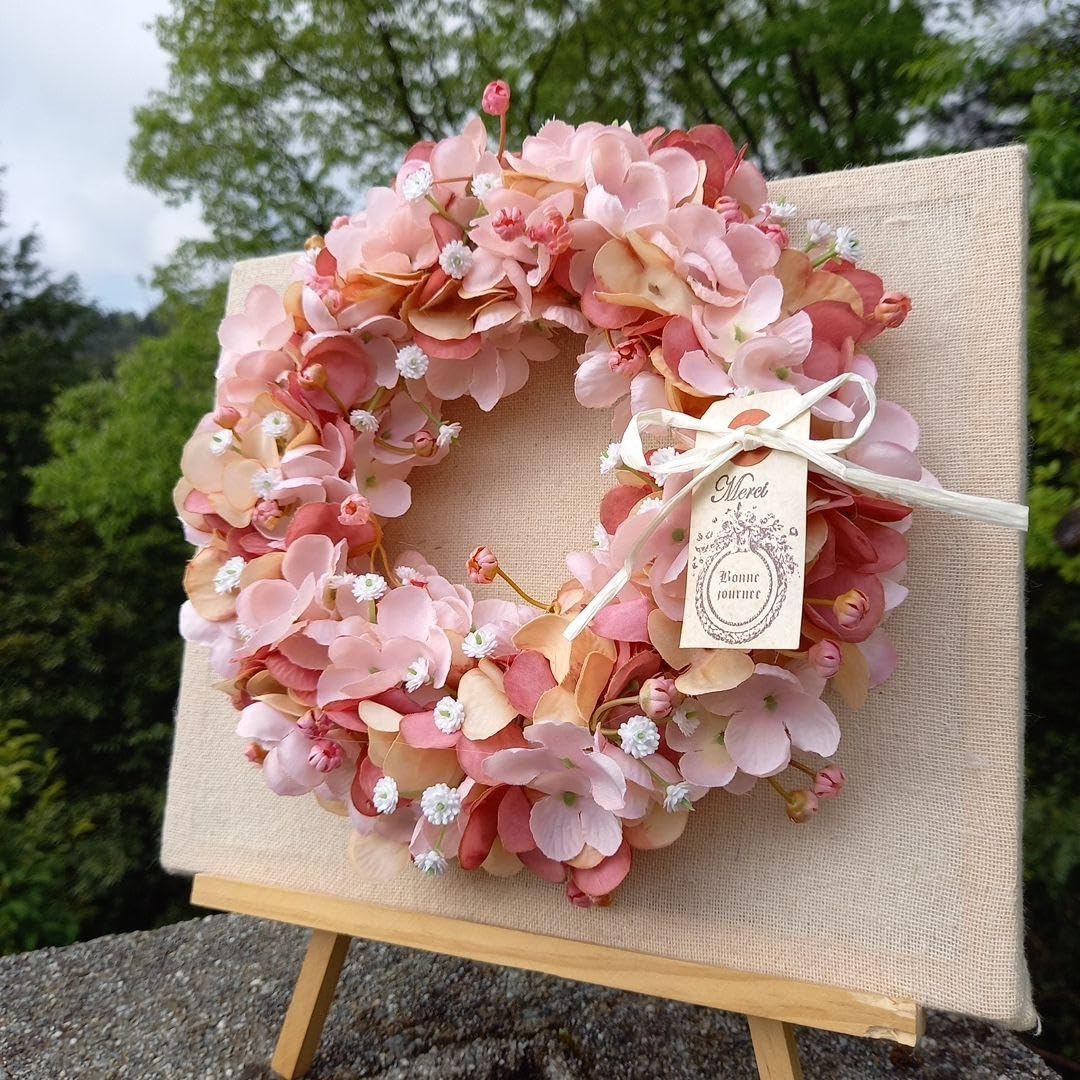 Amazon｜♪かわいいピンクの紫陽花リース♪アーティフィシャル