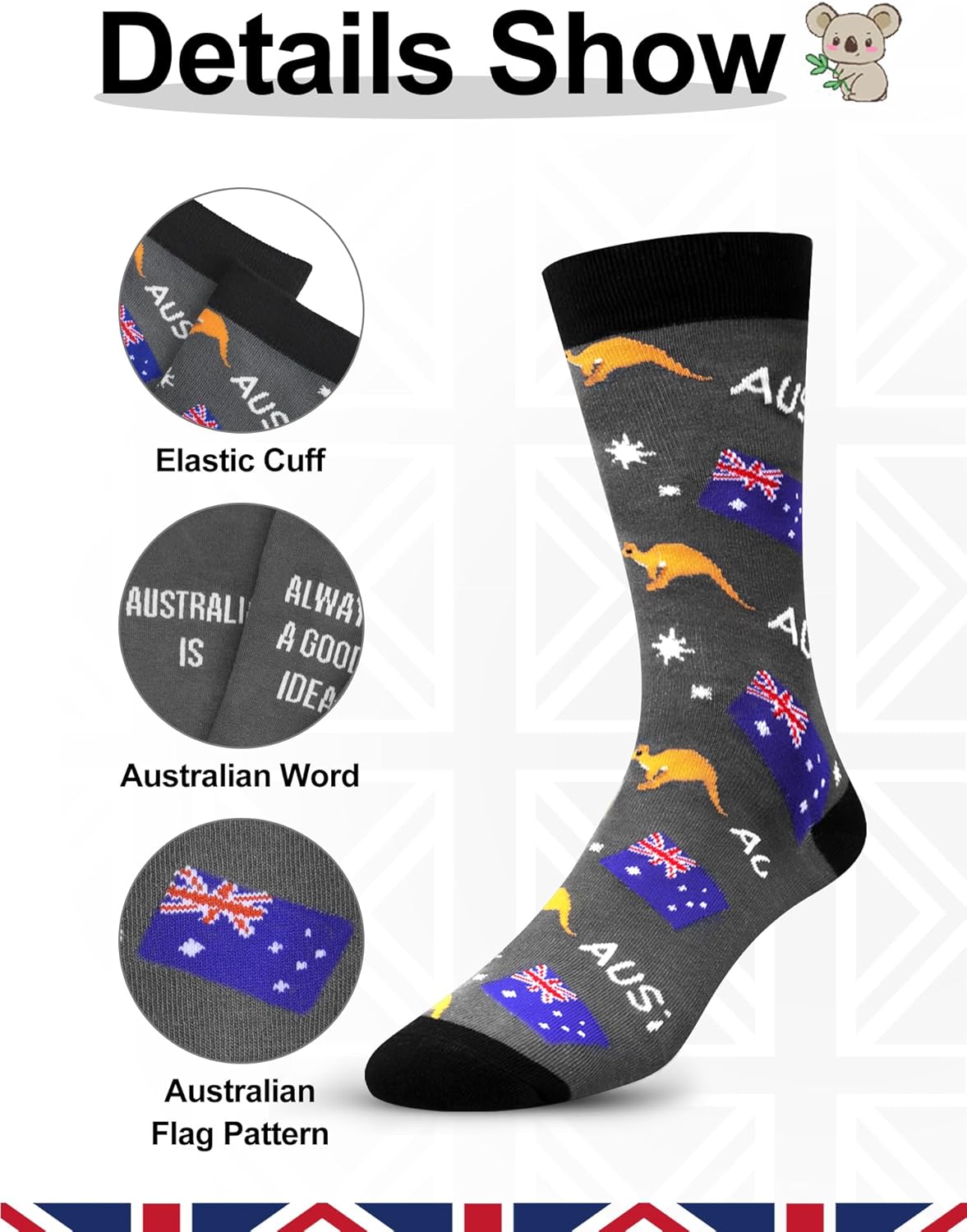 6 Pairs Novelty Italy Australian Flag Crew Socks for Men Traveler Souvenirs City Travel Gifts for Holiday Birthday - Image 2