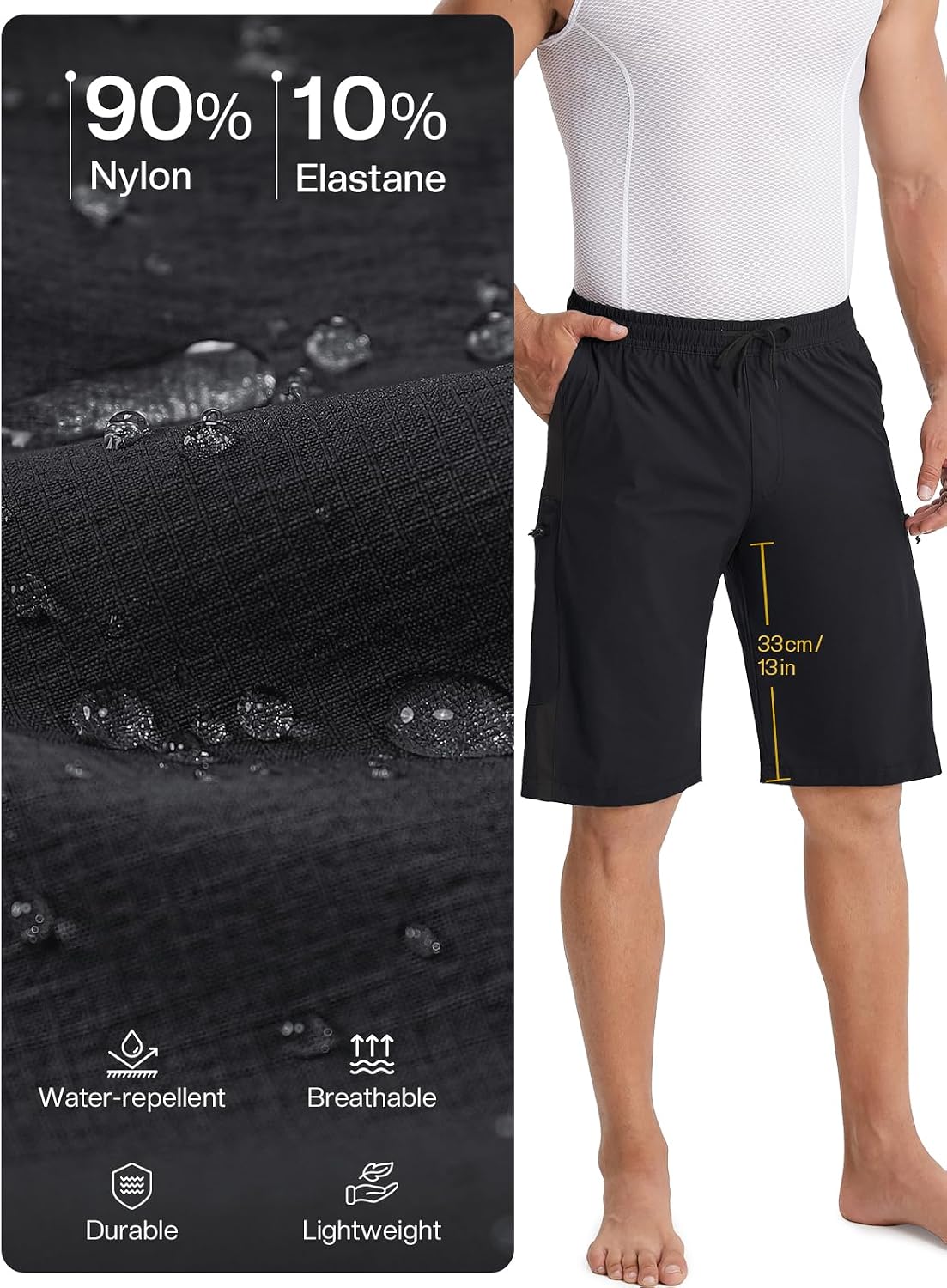 BERGRISAR Men's Mountain Bike Shorts Loose Fit Cycling Shorts Biking Bicycle Shorts 4 Pockets
