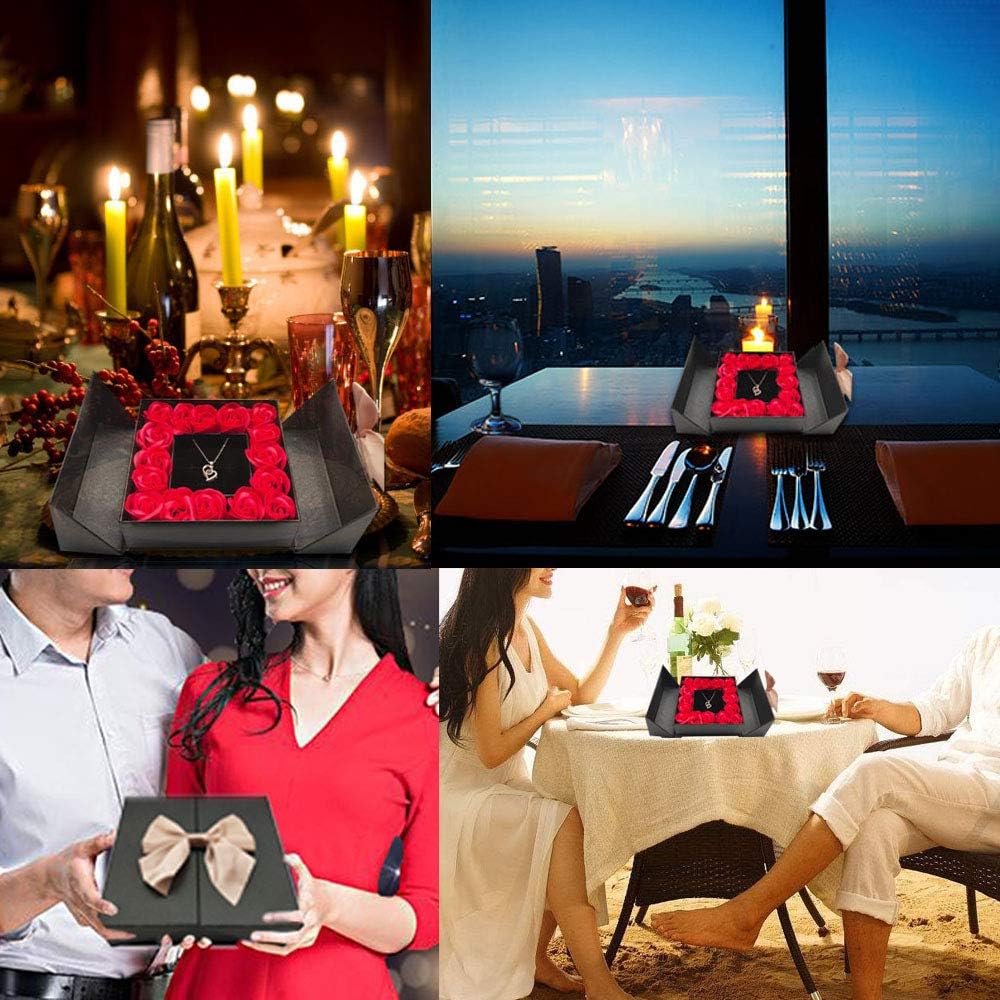 BRINGSMART Eternal Roses Gift Box with Design Necklace 100 Languages Love You Birthday Gifts for Her Women Wife Mom Girlfriend on Mothers Day Valentines Day Christmas(Black, Heart)… - Image 8