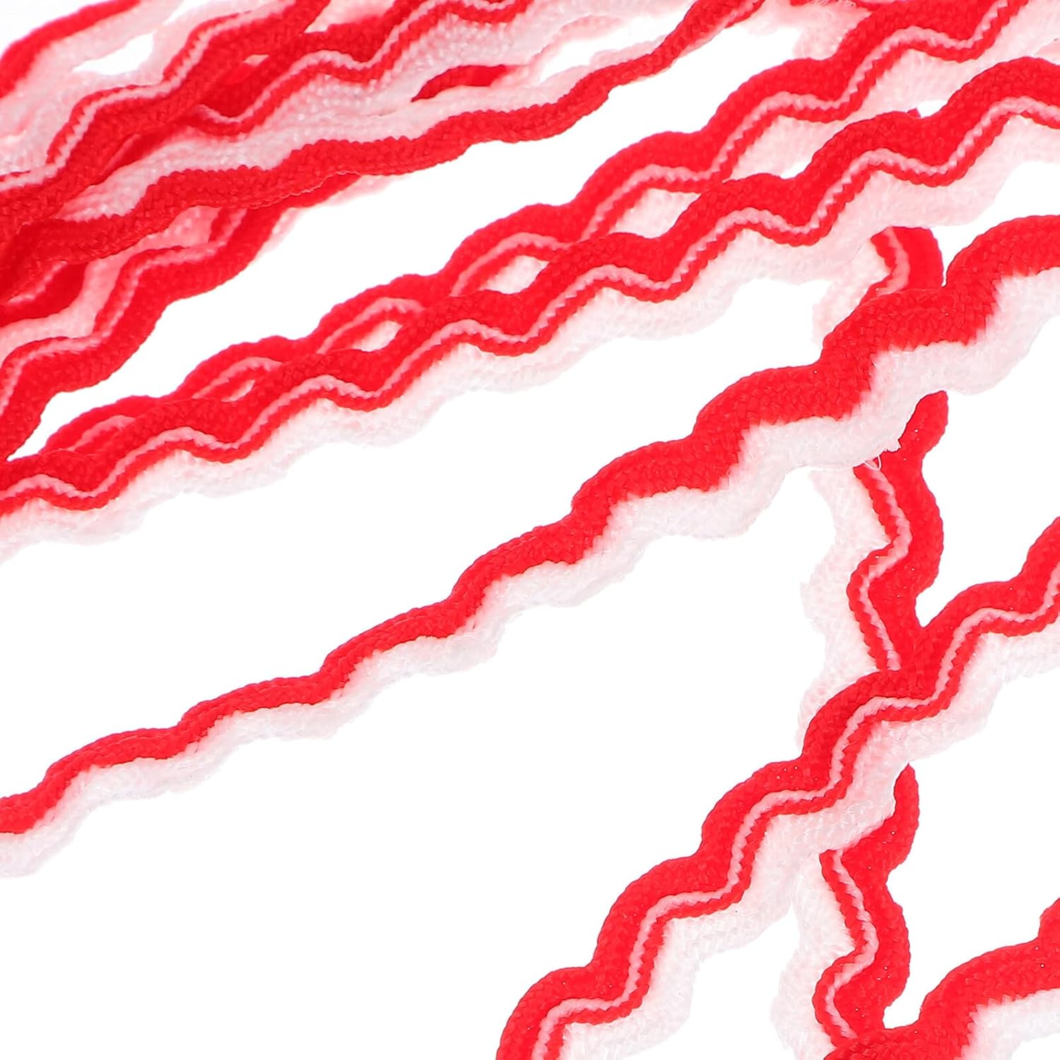 SUPVOX S-Shaped Wave Embellishment Trim for Sewing 16m Red and White Woven Braid Ribbon 5mm Wide Upholstery and Craft DIY Supplies for Curtains Garments