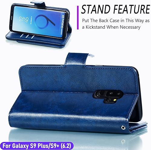 Miniatura 4 de Funda tipo cartera para Galaxy S9 Plus/S9+ de 6.2 pulgadas [3+ ranuras para tarjetas] Funda de piel sintética plegable para tarjetas de crédito con