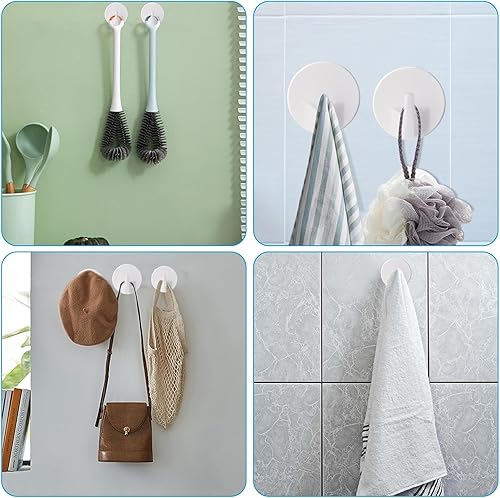 Miniatura 8 de Sibba Ganchos de plástico autoadhesivos, 12 ganchos adhesivos blancos, ganchos adhesivos para colgar, ganchos de pared multiusos sin costuras para