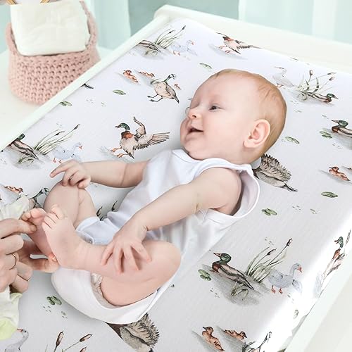 Miniatura 6 de LifeTree Funda para cambiador de muselina para bebés, niñas y niños, 70% viscosa de bambú y 30% algodón, 16 x 32 pulgadas, fundas suaves para