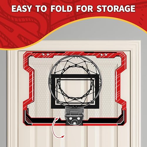 Miniatura 5 de Mini aro de baloncesto para interiores, puerta con 3 bolas e inflador, juguete de baloncesto regalos para niños, niñas, adolescentes y adultos,