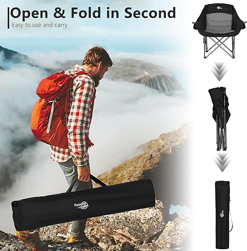 Miniatura 6 de Sillas de camping XL de gran tamaño para adultos, soporte resistente, 500 libras, sillas plegables para exteriores, sillas de césped acolchadas y