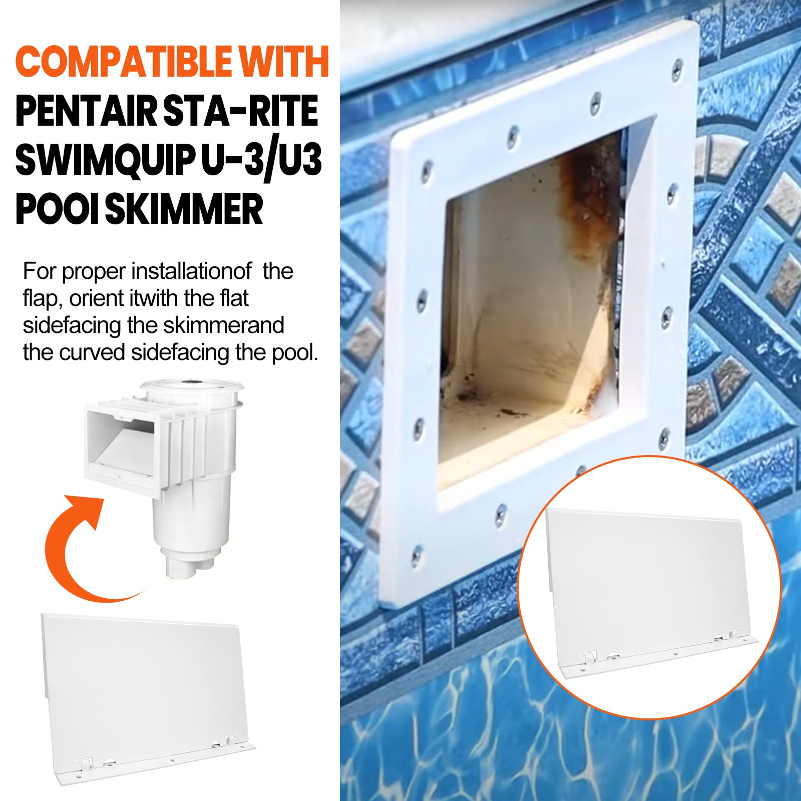 Pool Skimmer Weir Gate Assembly for Sta-Rite U-3 Vinyl Liner