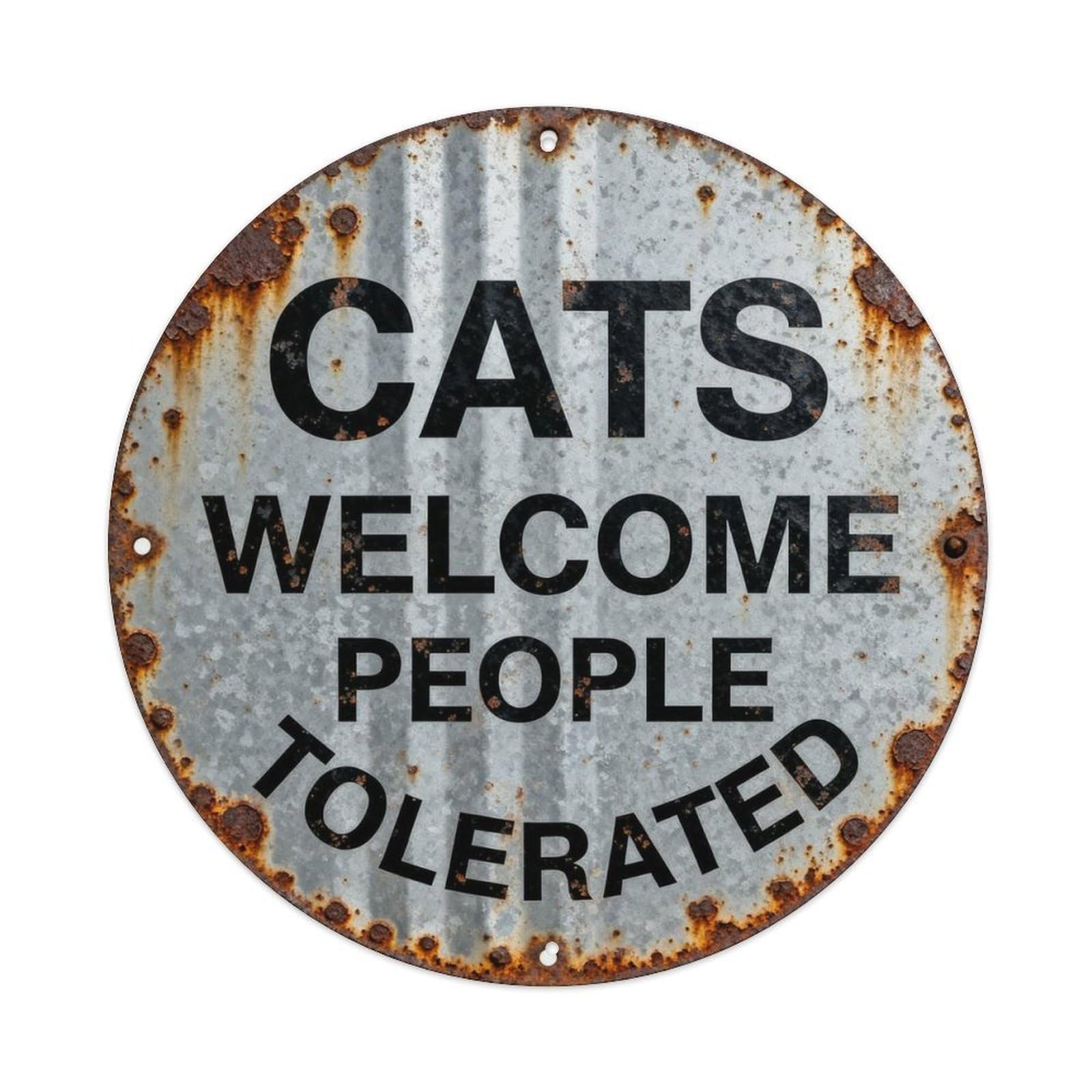 CATS WELCOME PEOPLE TOLERATED Metal Tin Sign Plaque