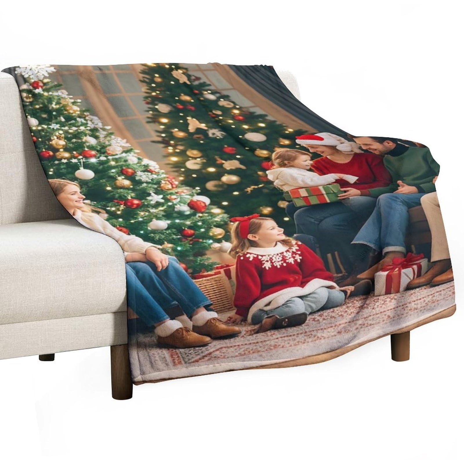 Couverture en flanelle imprimée sapin de Noël pour lit et canapé toutes saisons