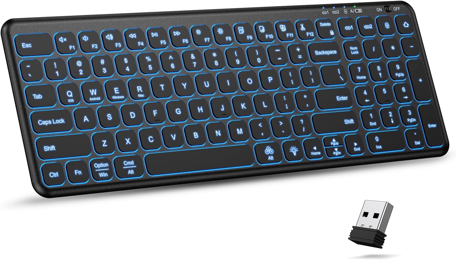 COLIKES Teclado Inalábrico Ultidispositivo, Teclado Bluetooth Dual 2.4G, Teclado De