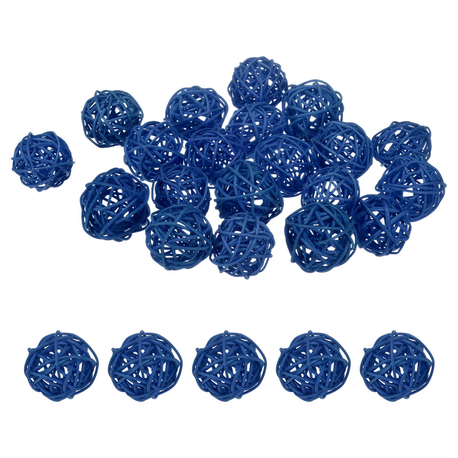 M METERXITY 20-Pack Wicker Rattan Balls 40mm/1.6 Inch Decorative Rattan Balls Orbs Vase Fillers Bowl Fillers for Christmas/Weddings/Thanksgiving/DIY Crafts/Home Decor [Blue]