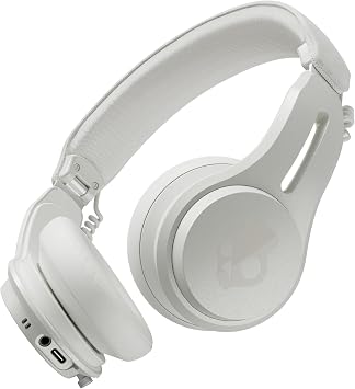سماعات Skullcandy Icon ANC اللاسلكية التي تعمل بتقنية البلوتوث على الأذن، إلغاء نشط للضوضاء، بطارية تدوم 60 ساعة، مقاومة للعرق والماء، قابلة للطي ومتينة وجاهزة للسفر، ميكروفون لأجهزة iPhone Android - Bone