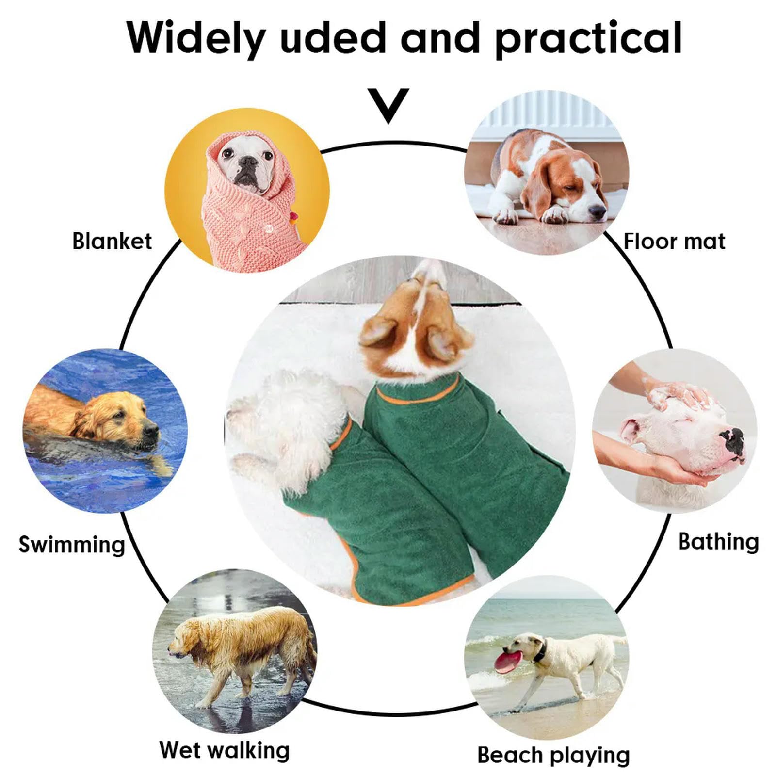 Peignoir pour Chien Serviette de Bain Absorbante pour Animaux de Compagnie Manteau de séchage pour Chiens Peignoir de Bain Doux à séchage Rapide pour Petits Chiens de Taille Moyenne