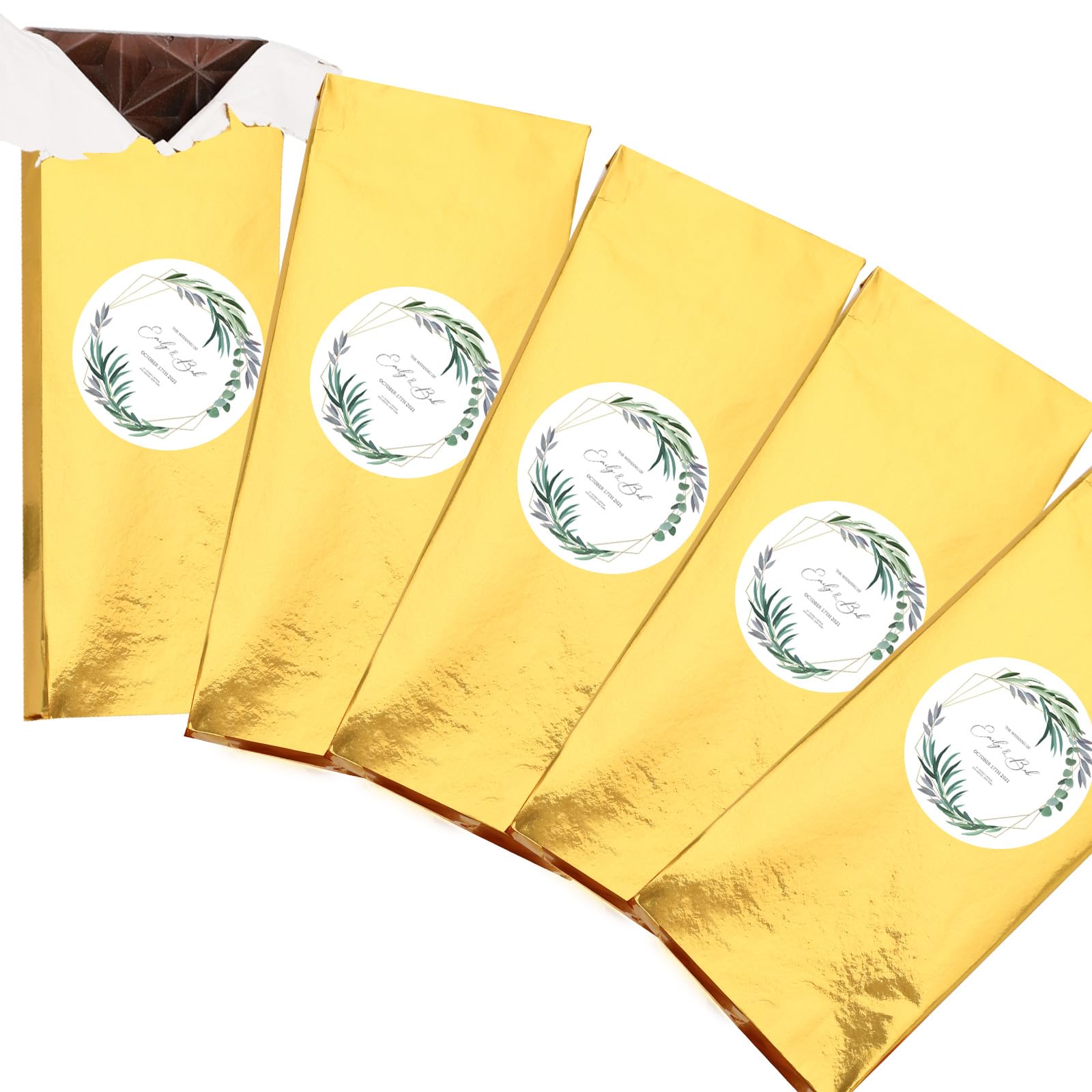 Tinoaly 100pz Incarto per Barrette Cioccolato, 19x15 cm Grandi Involucri Caramelle in Foglio di Alluminio Dorato Cioccolato Fogli di Carta da Regalo Individuali per Matrimoni Compleanni Feste