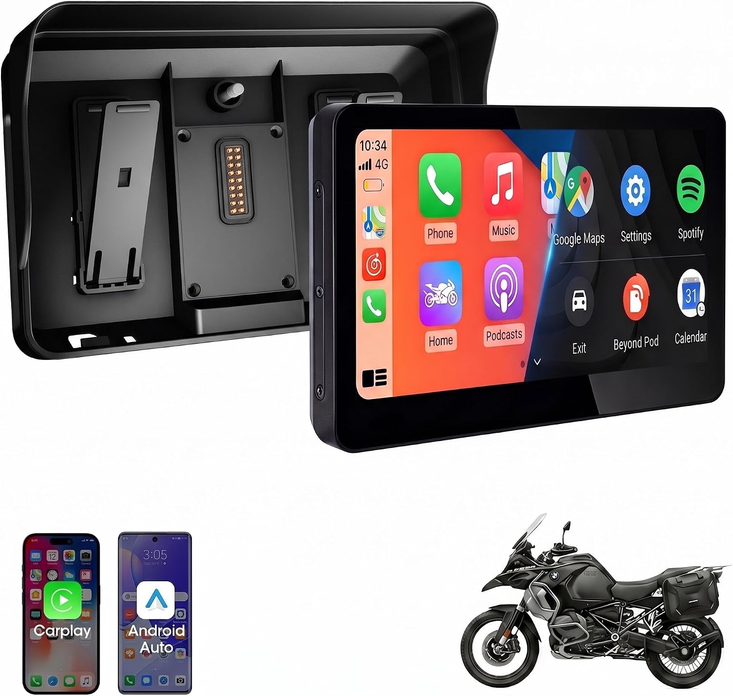 5" Motorcycle Wireless CarPlay Android Auto Waterproof GPS Screen