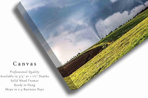 Miniatura 2 de Storm Canvas Wall Art (Ready to Hang) Gallery Wrap of Two Tornadoes on Stormy Spring Day in Kansas Weather Photography Nature Decor (1.5" Depth, 40"
