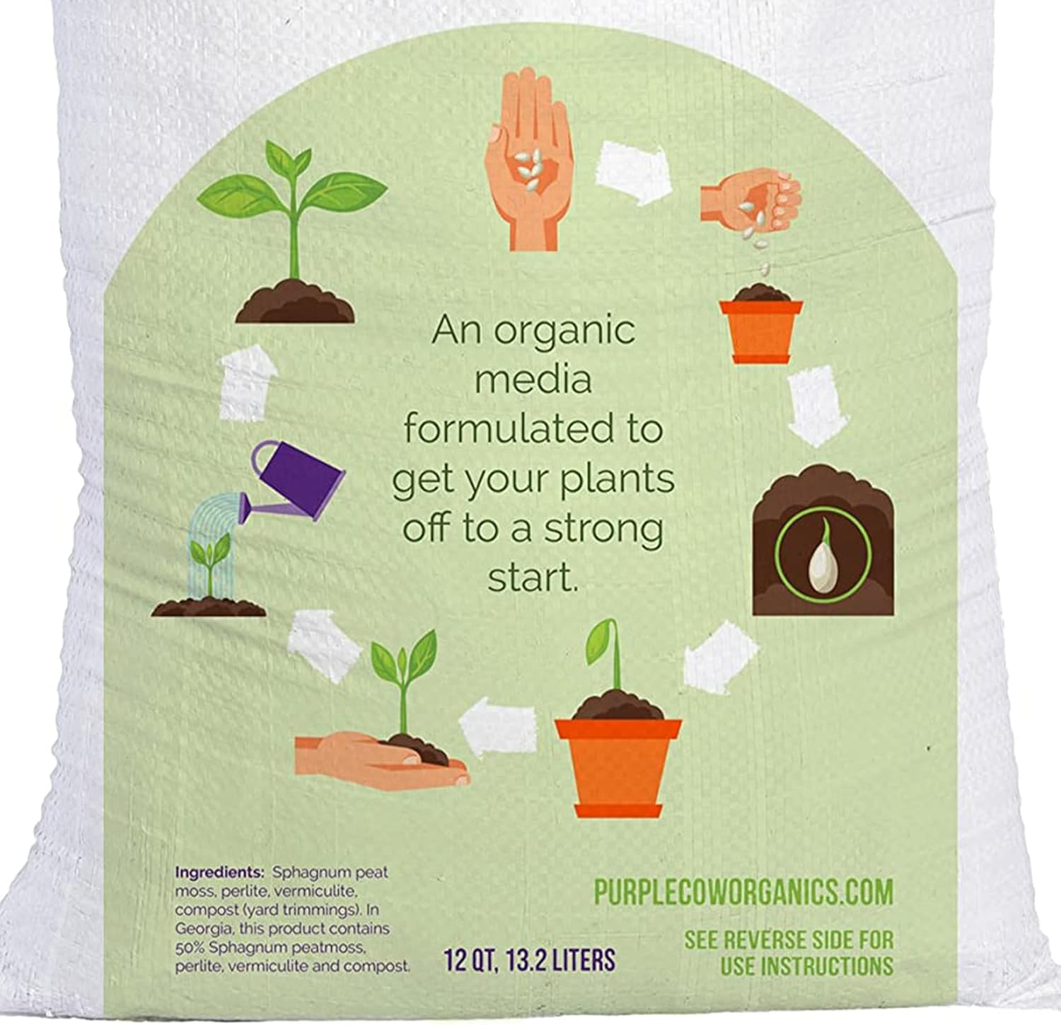 Purple Cow Organics Seed Starter 12 Quart Bag, All Natural and Organic, Fast Seedling Germination, Grows Strong Roots for Indoor Gardens, Raised Beds & Transplanting