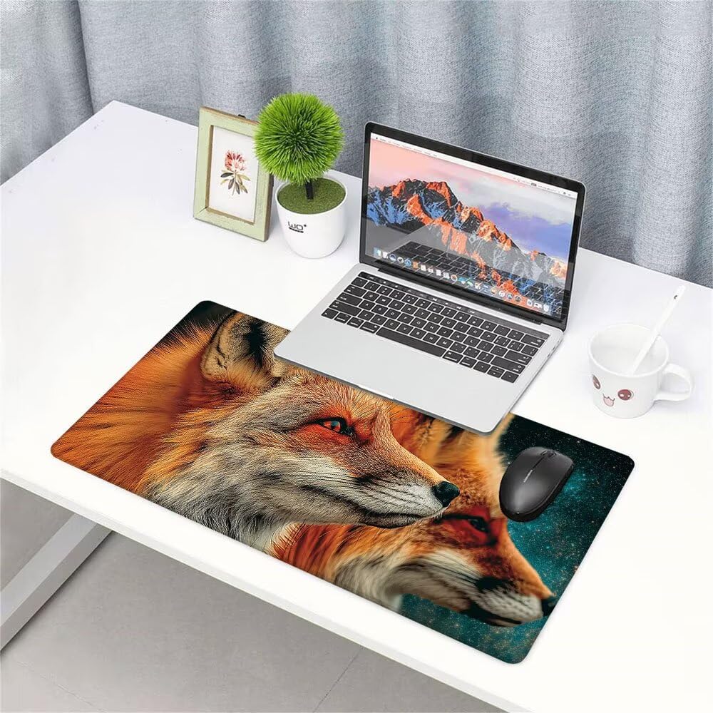 Alfombrilla de Mouse para Juegos, Giallo, XXL, Antideslizante, Impermeable, Diseño de Volpe, Extendido, Grande, 1200x600x3mm, para PC, Laptop, Ufficio, Famiglia d-578