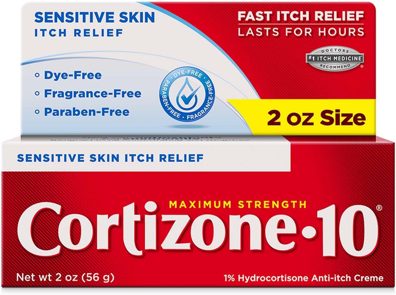 Cortizone 10 Cortizone-10 Sensitive Skin Itch Relief 2-oz. Tube, Skin Therapy Creme with Chamomile, Multicolor : Health & Household