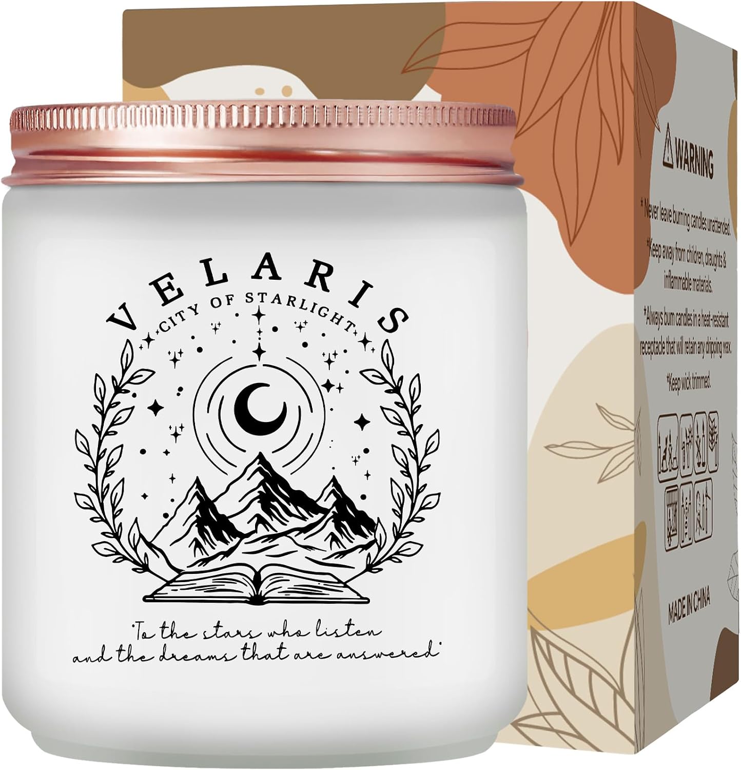 Maybeone Acotar Merch, Gift for Book Lovers, Readers, Acotar Merchandise for Bookworm - 7 Oz Velaris City of Starlight Candle