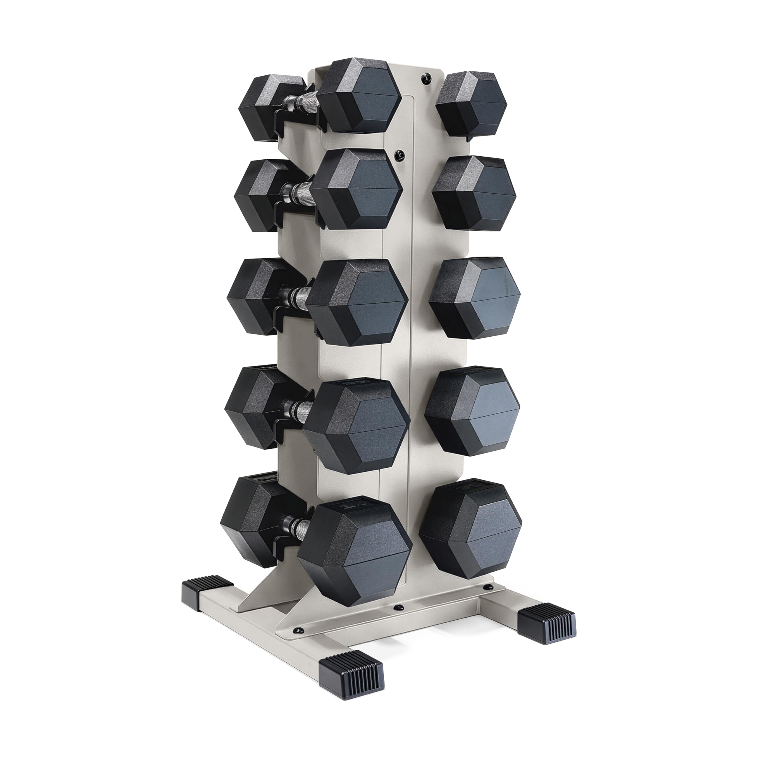 CAP Dumbbell Set with Rack, Rubber Coated Hex Free Weight Set | 100–300 lb Options, Vertical Space-Saving Storage for Home Gym Strength Training