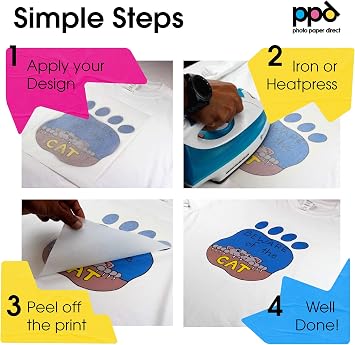 PPD 100 Sheets 8.5x11 - Inkjet Iron-on Heat Transfer Vinyl Paper for White & Light Fabric and T-Shirts - Premium - PPD-1-100