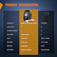 Vista 9 de Nilight 90005B Interruptor Basculante Láser Momentáneo de 7 Pines para Cabrestante en Kit de Arnés de Cableado para Cabrestante 20A/12V 10A/24V