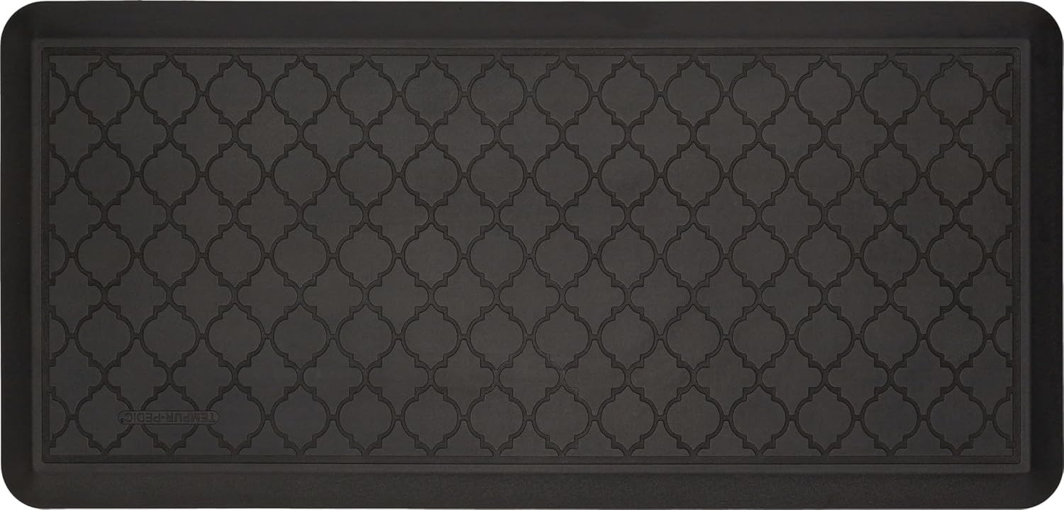 Tempur-Pedic Ultra Comfort Anti-Fatigue Lattice Raven 1' 8" x 3' 6" Kitchen Floor Mat Cushioned Ergonomic Standing Desk Mat Waterproof Non-Skid Foam