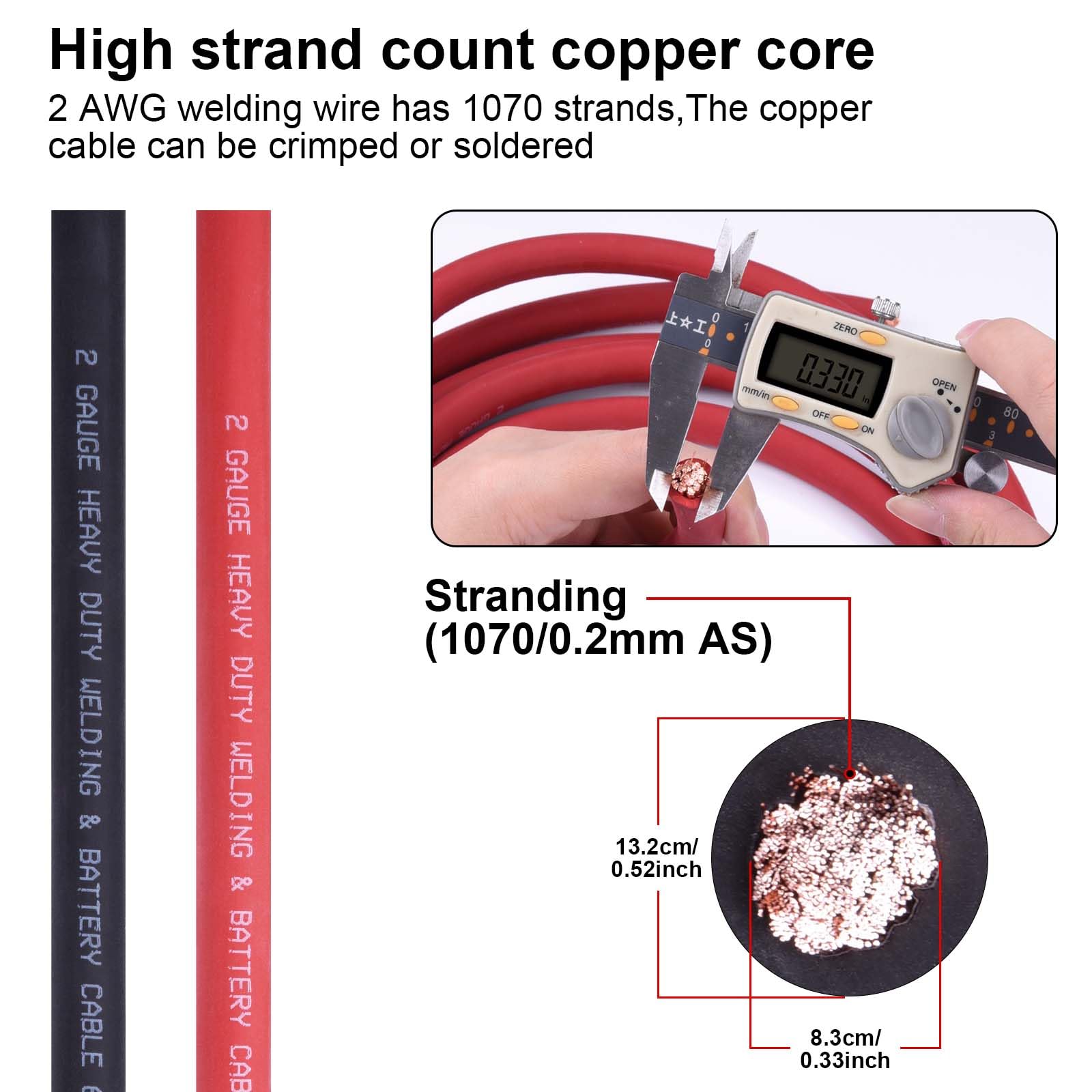 Snapklik.com : 2 AWG Gauge Wire 10 Feet Black + 10 Feet Red Welding ...