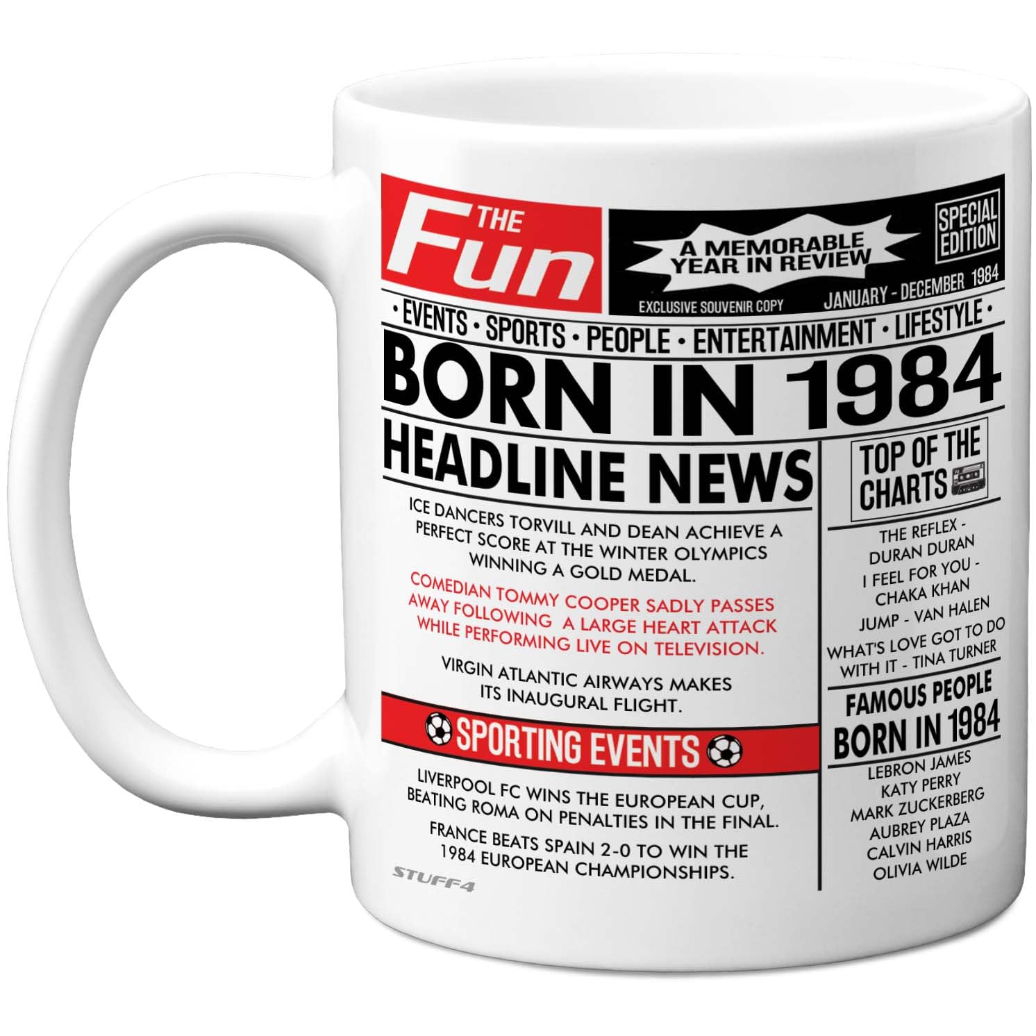 Stuff4 42nd Birthday Mug Gift for Men Women - Born in 1984 Newspaper - Happy 42 Birthday Gifts for Mum Dad Uncle Aunt Vintage Retro Back in 1984 Age 42 Bday, 11oz Ceramic Coffee Mugs
