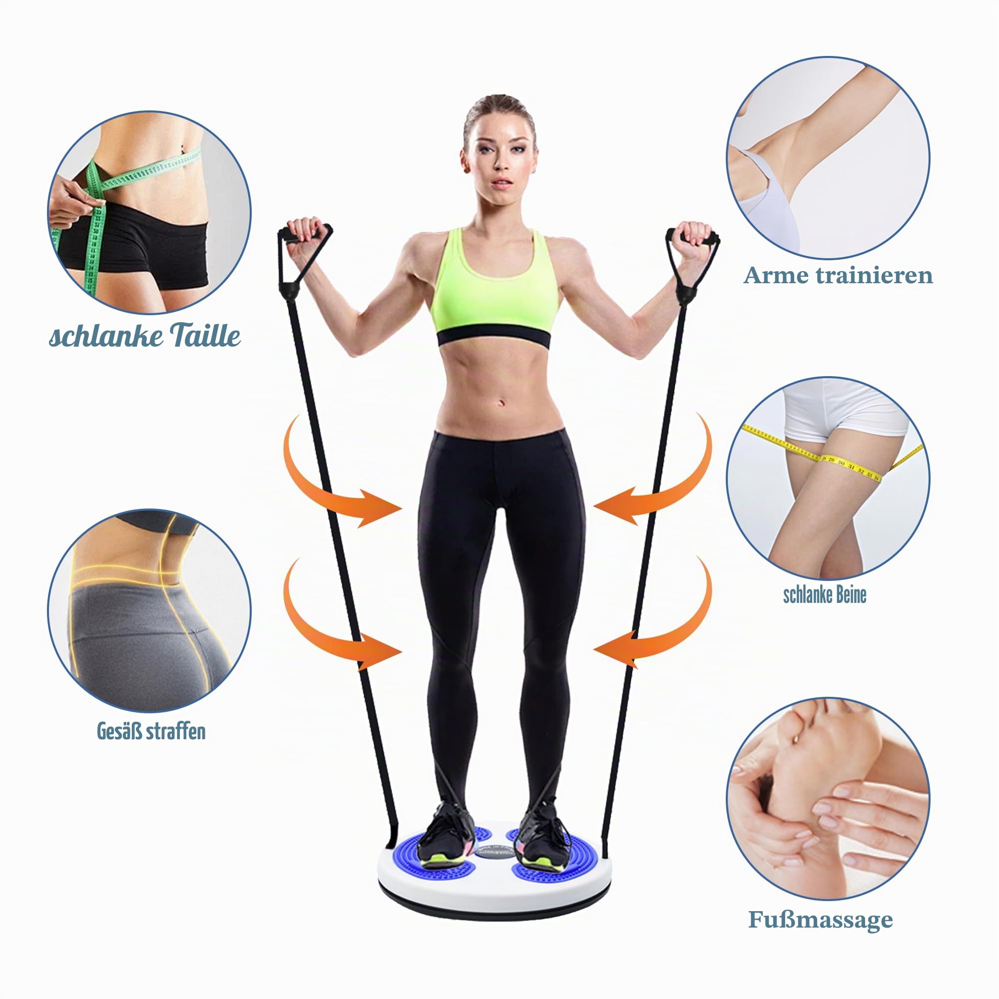 Kikuo Twist Waist Disc Board mit Kordelzug, Taillenabnehmendes Multifunktions-Magnet-Balance-Board-Pedal, Widerstandsbänder Massage-Fußsohle Heimfitnessgeräte, Aerobic-Übungen Fitness-Zubehör