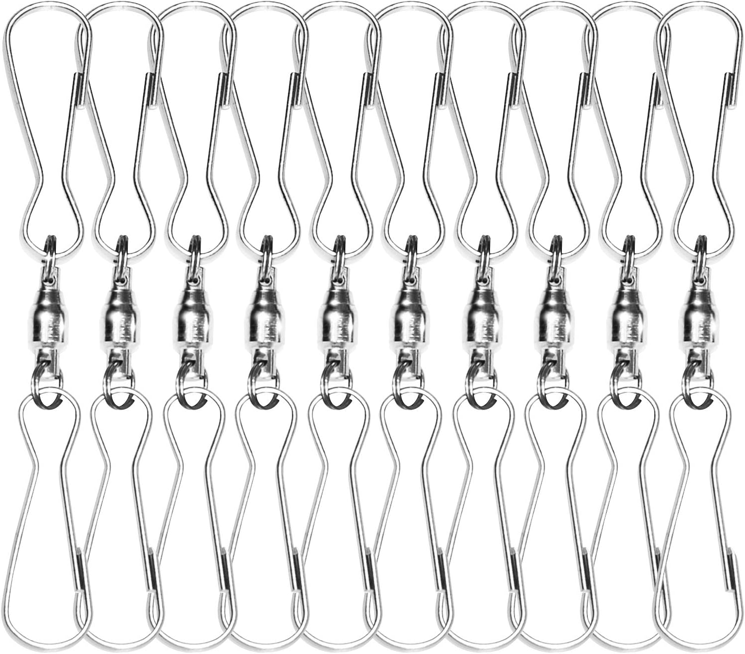 Anley Pack of 10 Windsock Clips - 3" Dual Swivel Hook & 360° Rotatable & Anti-wrap & Stainless - Ideal for Wind Spinners, Small Plants Pots, Bird Feeders, Flags, Party Supplies