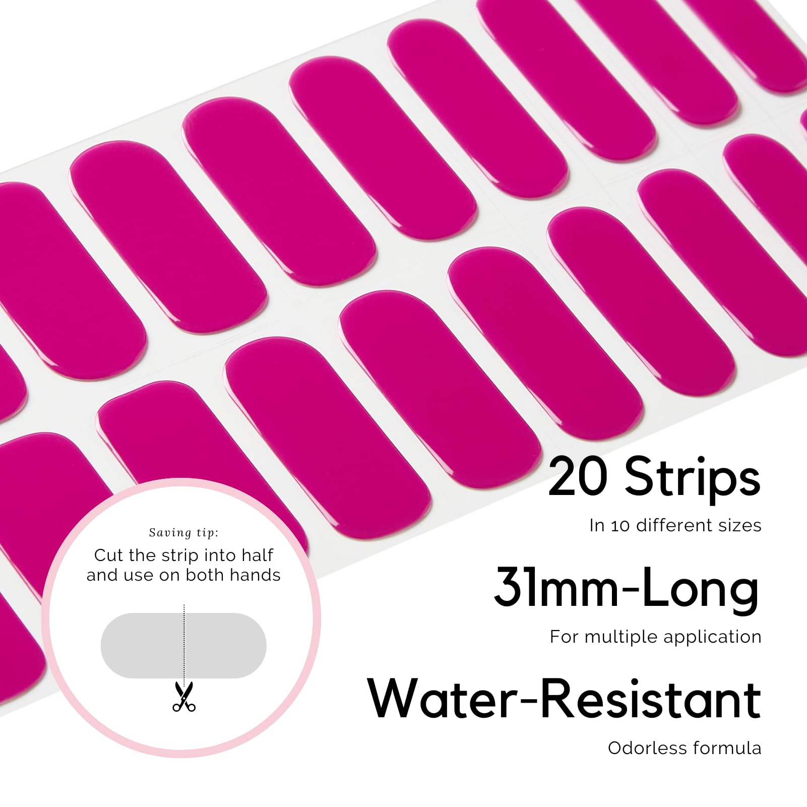 NAILOG Autocollant Ongle Gel UV | 20Pcs Faux Ongles Autocollants Adhesif | Semi-durci Vernis Autocollant Ongles UV Pour Nail Art, Magen