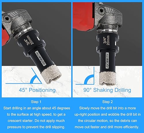 Vista 4 de DKIBBITH Brocas de diamante de núcleo seco 3/4 Pulgada 20mm Amoladora angular soldada al vacío para azulejos de porcelana, cerámica, granito