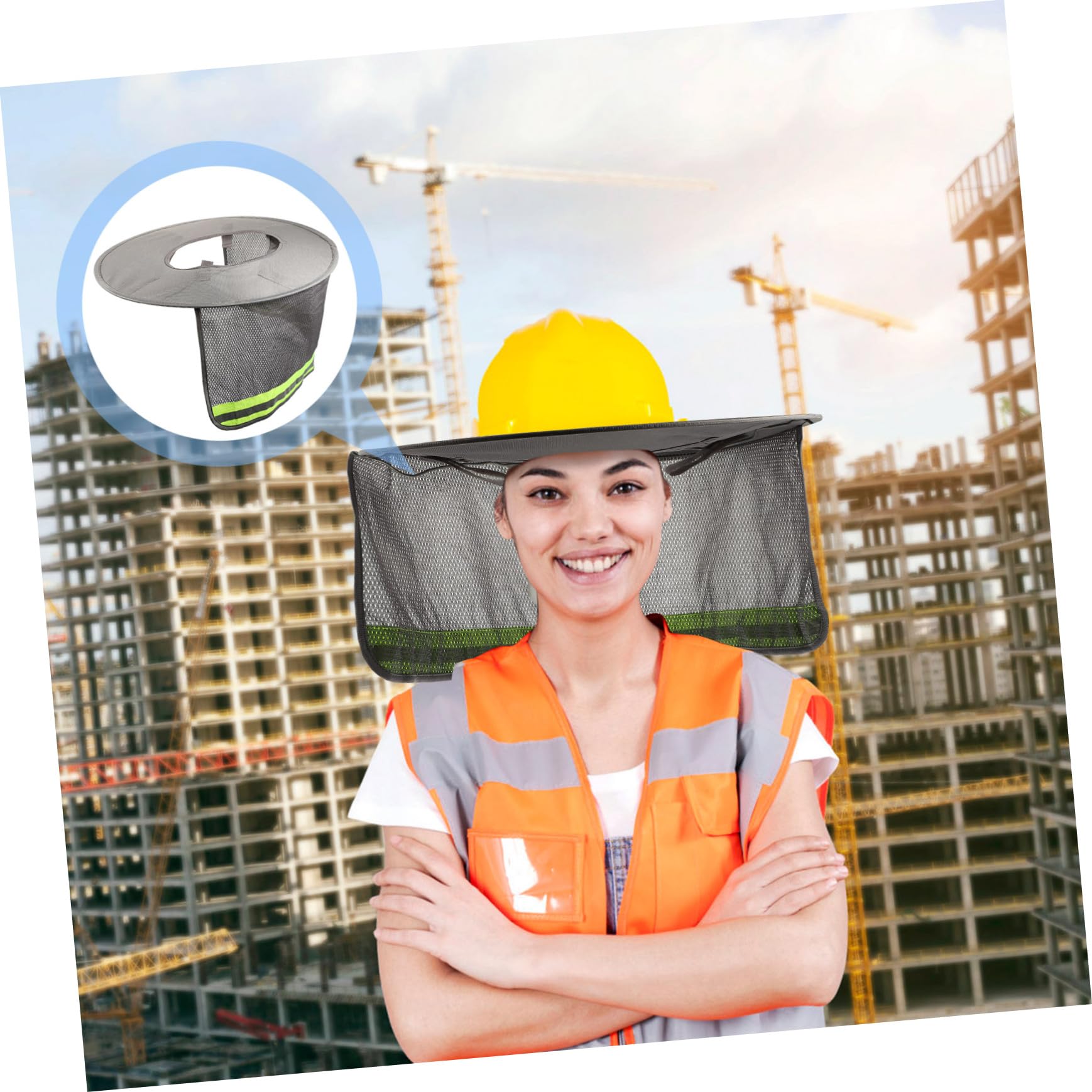 iplusmile 6 Pièces Pare Soleil pour Casque de Sécurité avec Protection de Nuque Réfléchissante Visière Respirante UV pour Chantiers Extérieurs Couvre Casque et Confortable