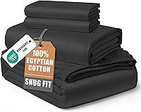 Vista 54 de Sábanas 100% de Algodón Egipcio Tamaño Queen - Naturalmente Refrescantes y Transpirables, Juego de Sábanas Queen de 4 Piezas con Tejido de Satén