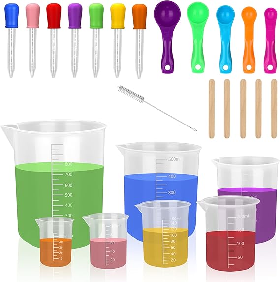 Furuising 7Pcs Plastic Measuring Cups with Spoons and Droppers, Heat ...