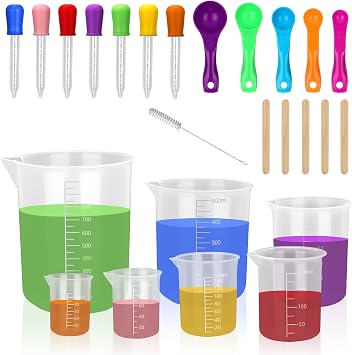 25Pcs Plastic Measuring Cups with Spoons and Droppers