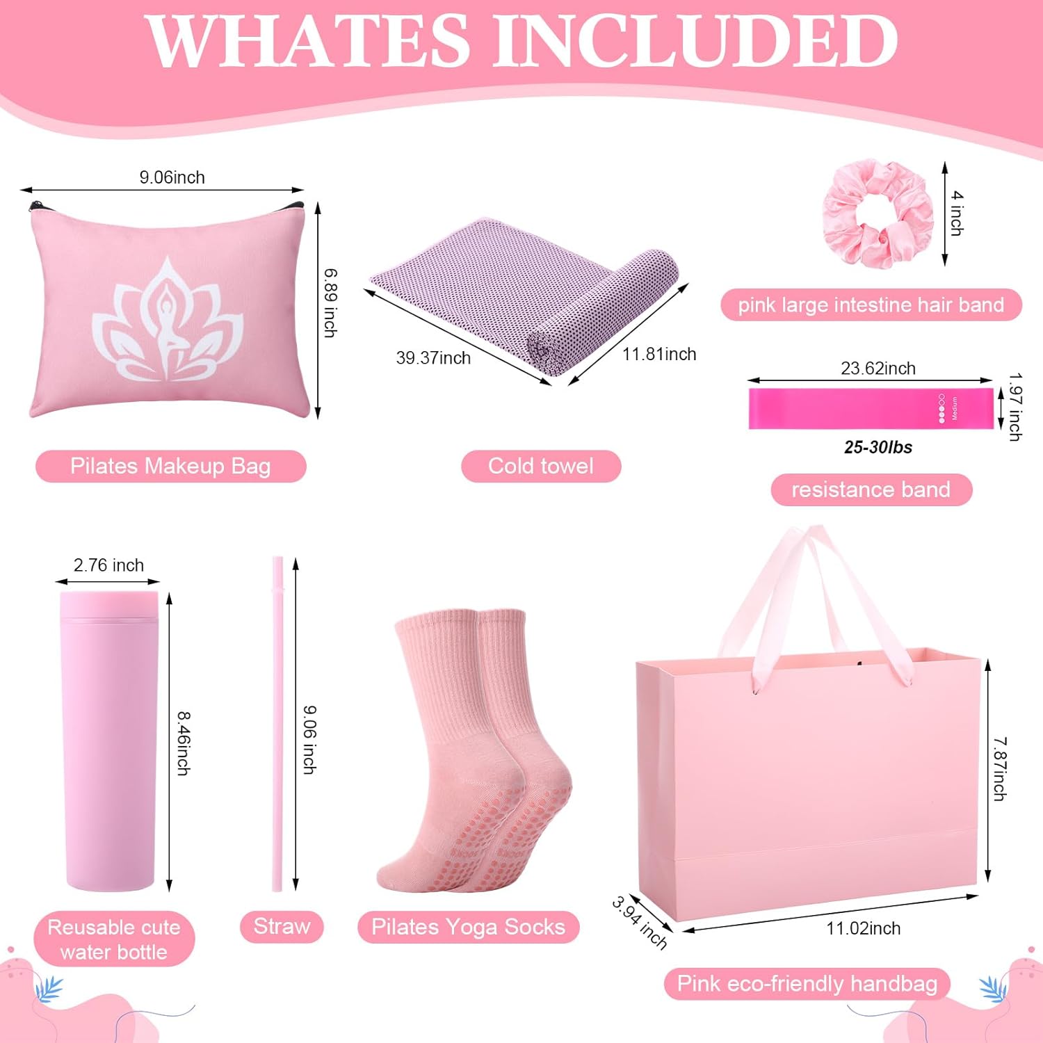 42 Pcs Bridesmaid Proposal Gifts Set of 6 Wedding Pink Gifts Include Cosmetic Bags Tumbler Hair Ties Cooling Towels Yoga Socks Resistance Bands Gift Bags for Bridal Shower Bachelorette Party