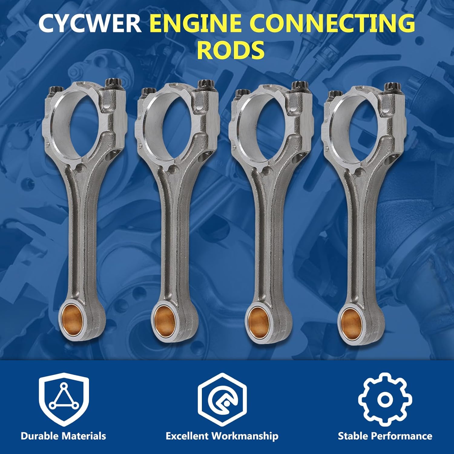 23510-2B700 Engine Connecting Rods 4pcs Fit for 2014-2021 FORTE 5 1.6L Turbo, Fit for 2017-2021 SOUL 1.6L, Replace OE 23510-2B700 235102B700