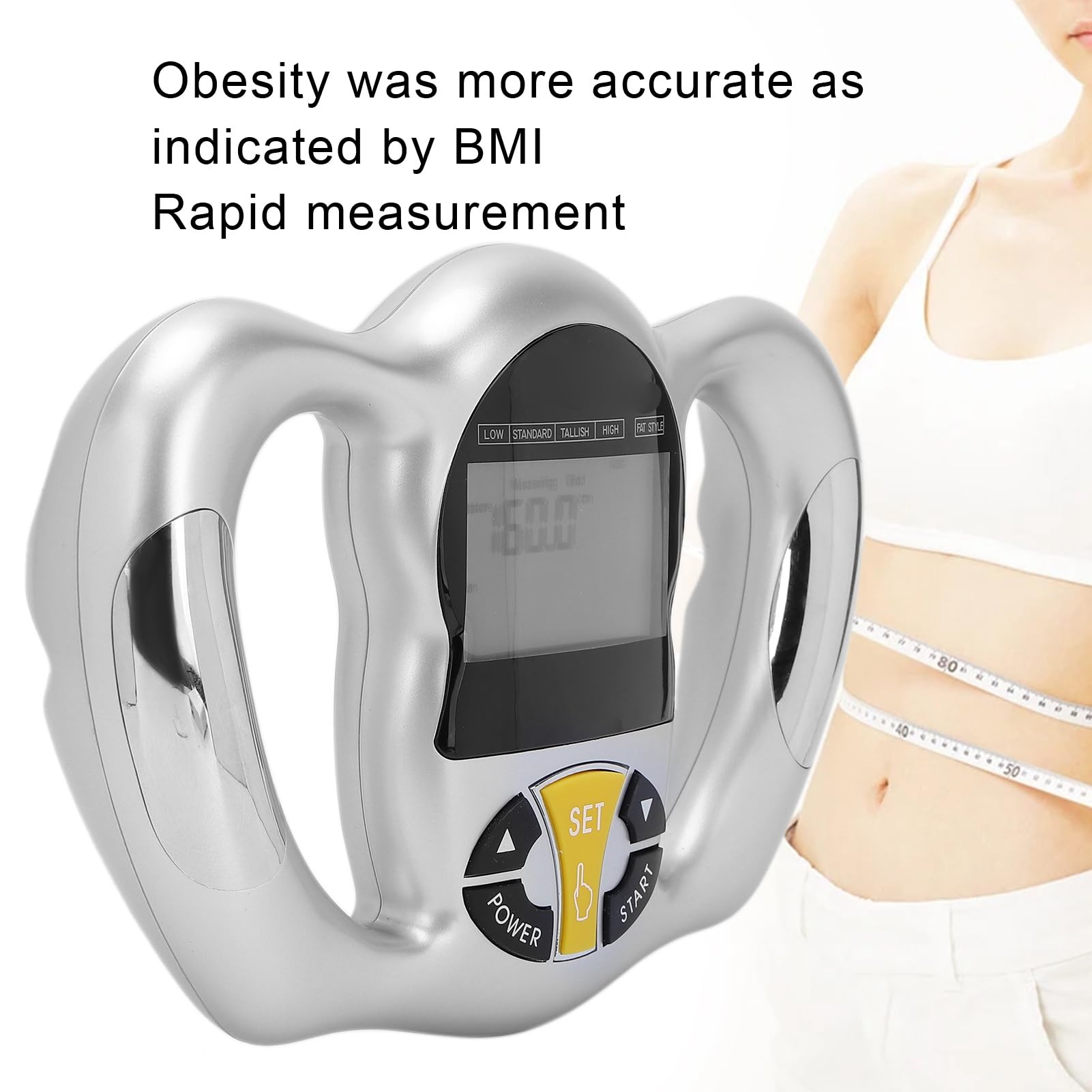 Wakects Instrument de Mesure de Graisse Corporelle Portatif, Analyseur de Graisse, Appareil de Mesure pour Une Mesure Rapide, Comprend Le Calcul du Métabolisme Basal