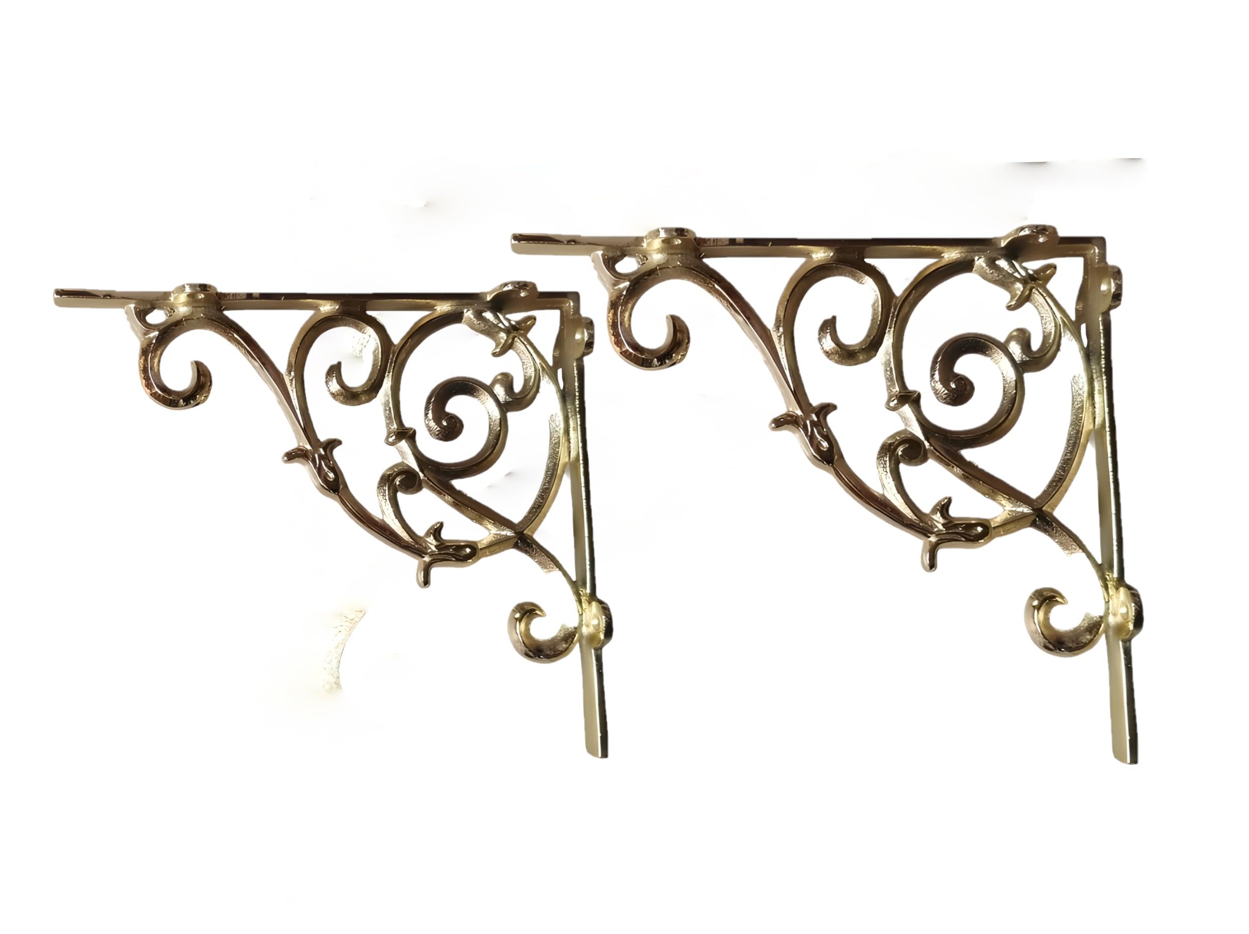 Metal Handcrafted Shelf Bracket for the Floating Shelves L Angle Decorative L Shaped Corner Brace Joint Heavy Duty Wall Mounted Shelf Support Corner Brace Holder (Pack of 2, Brass Antiq) — Amazon image 5