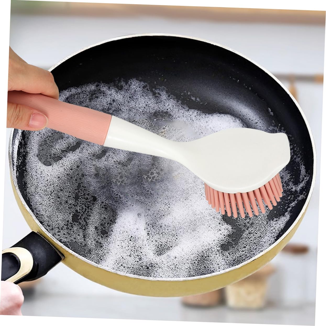 Didiseaon 8piezas Cepillo De Cocina Mango para Lavar Platos y Fregar Sartenes Cepillo Multiusos De Silicona Antiadherente para Limpieza De Utensilios De Cocina Rosa Azul