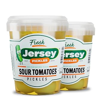 Jersey Pickles - Sour Pickled Tomatoes Pickled Vegetable Handcrafted Gourmet Tomatoes for Sandwiches, Charcuterie & More Set of 2 Quart