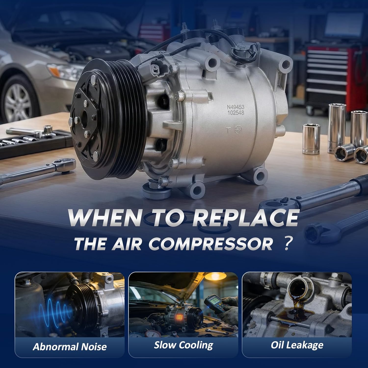 AC Compressor Compatible with Honda Civic 1.7L 2002 2003 2004 2005, CO 4914AC, 6511266, 0610061, 2004914AM