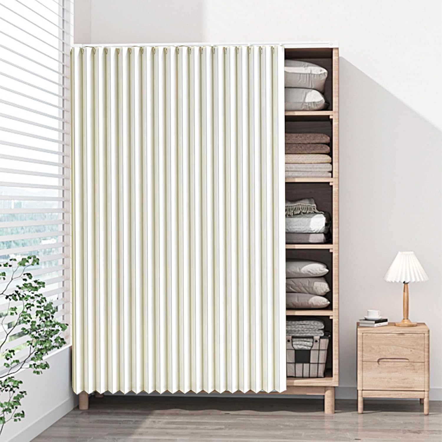 DSSHENGDS multi-functional sliding curtains, suitable for cabinets without doors, washing machines, and wardrobes.-White- W120cmxH80cm