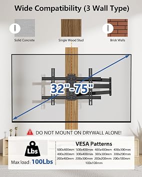 FORGING MOUNT Corner TV Wall Mount Long Arm TV Mount for 32-75 inch TVs
